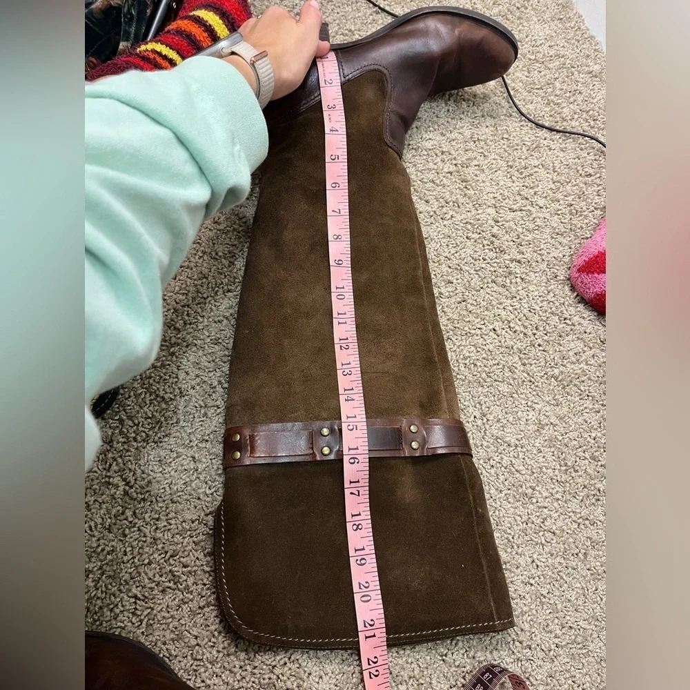 Jessica Simpson Clancey Suede & Leather OTK boots sz 9.5 Olive green & brown